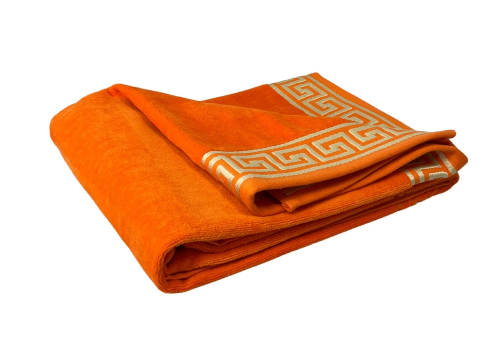 Telo Mare Jacquard Spugna Asciugamano Spiaggia Disegno Cameo Fluo - Telo Mare - Arancio