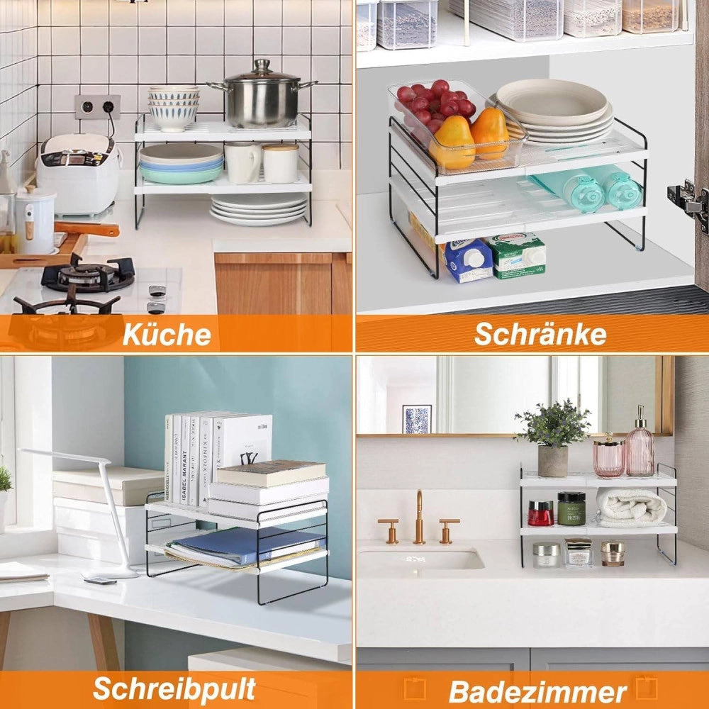 Trade Shop - Mensola Estendibile Organizer Da Cucina Portaspezie Scaffale A 3 Ripiani Multius -