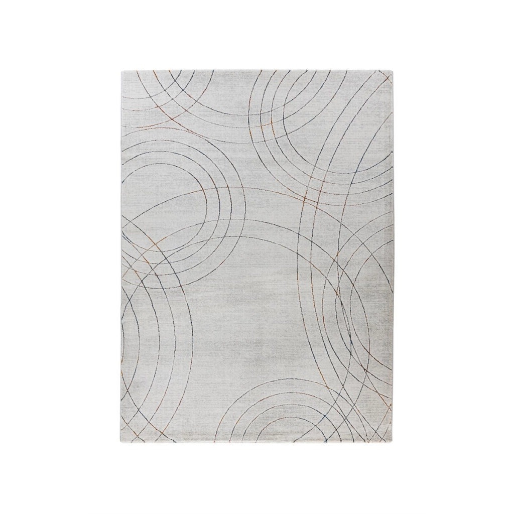 Tappeto moderno Lorin con design a cerchi grigio e multicolore