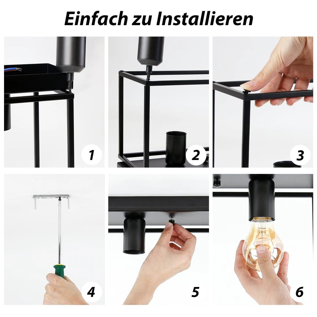 ZMH Lampada da soffitto industriale retrò nera 40W per camera da letto soggiorno corridoio cucina sala da pranzo