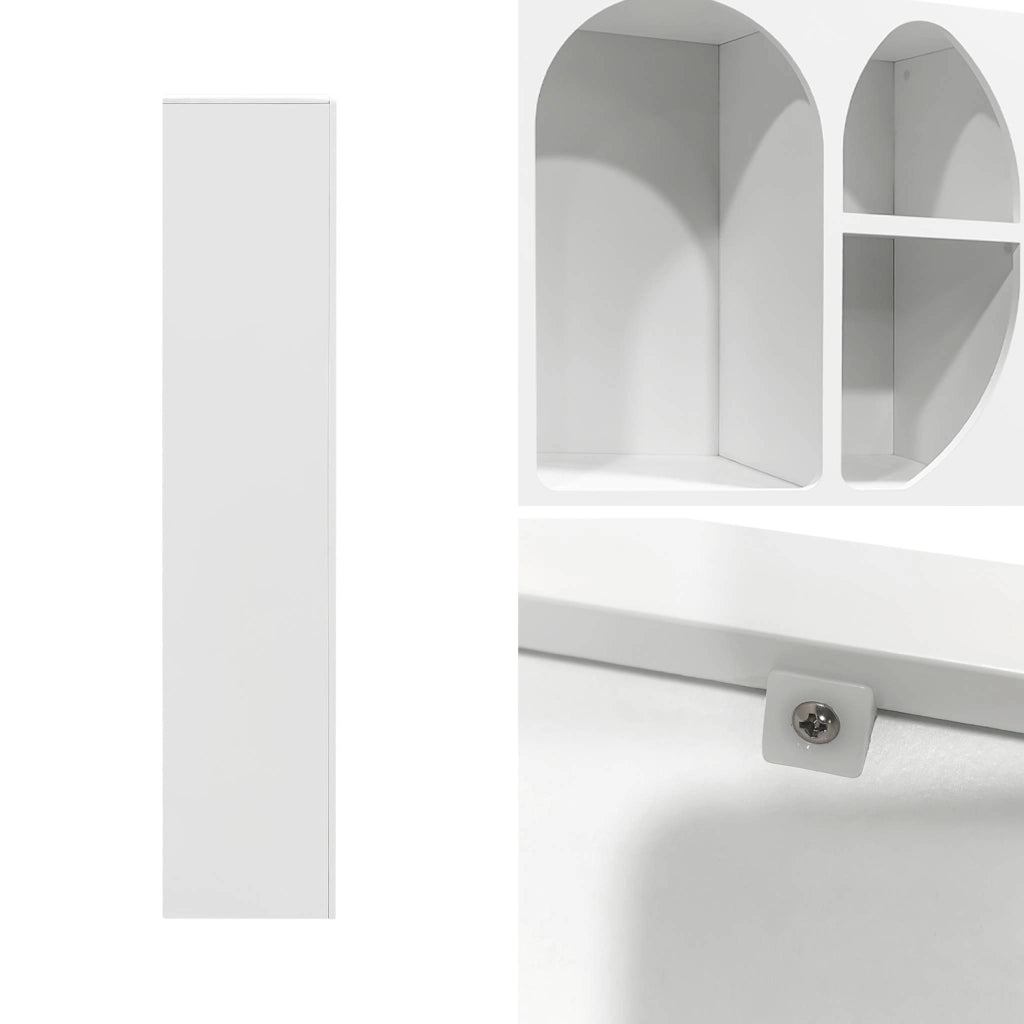 Libreria organica bianca effetto legno con 8 vani, bianco