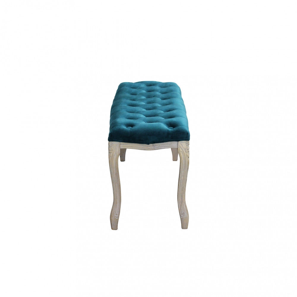 Panca Misty in Velluto Blu 110x36x47 h cm in Legno Blu