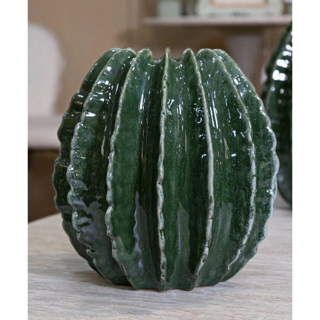 Vaso Decorativo VKH820, Verde, Ceramica, 23,5x23,5x24,5 cm