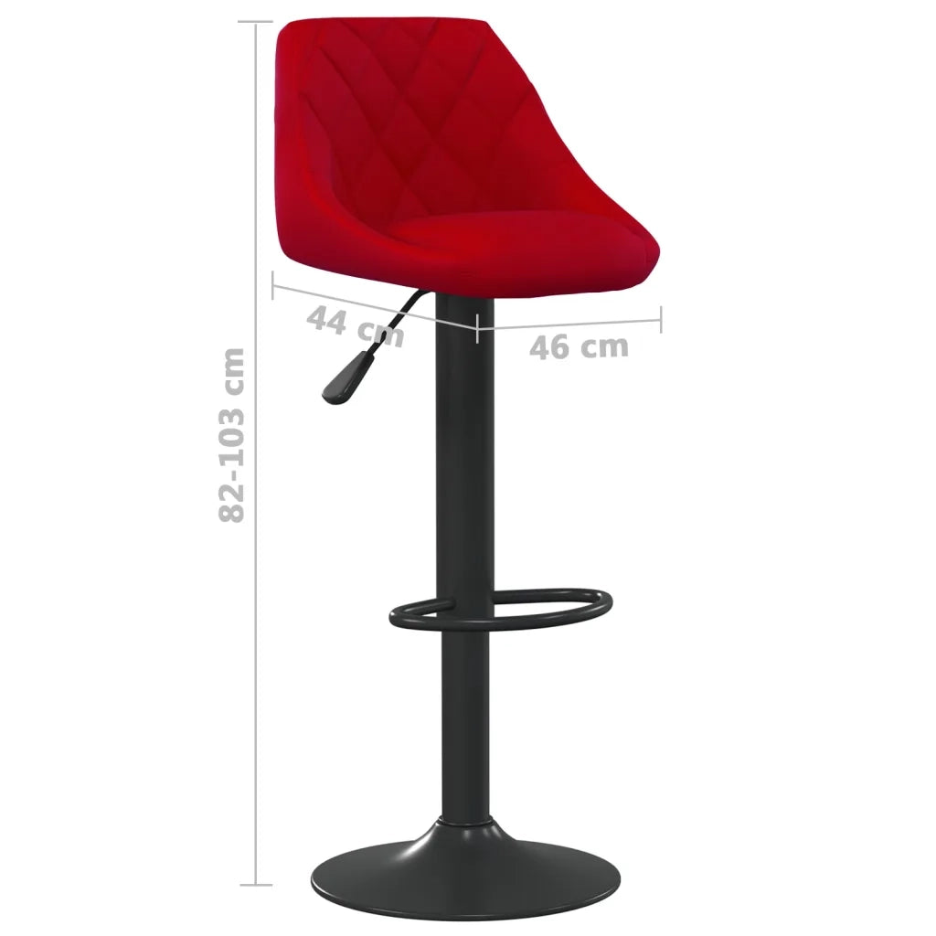 Sgabelli da Bar 2 pz Rosso Vino in Velluto 335355