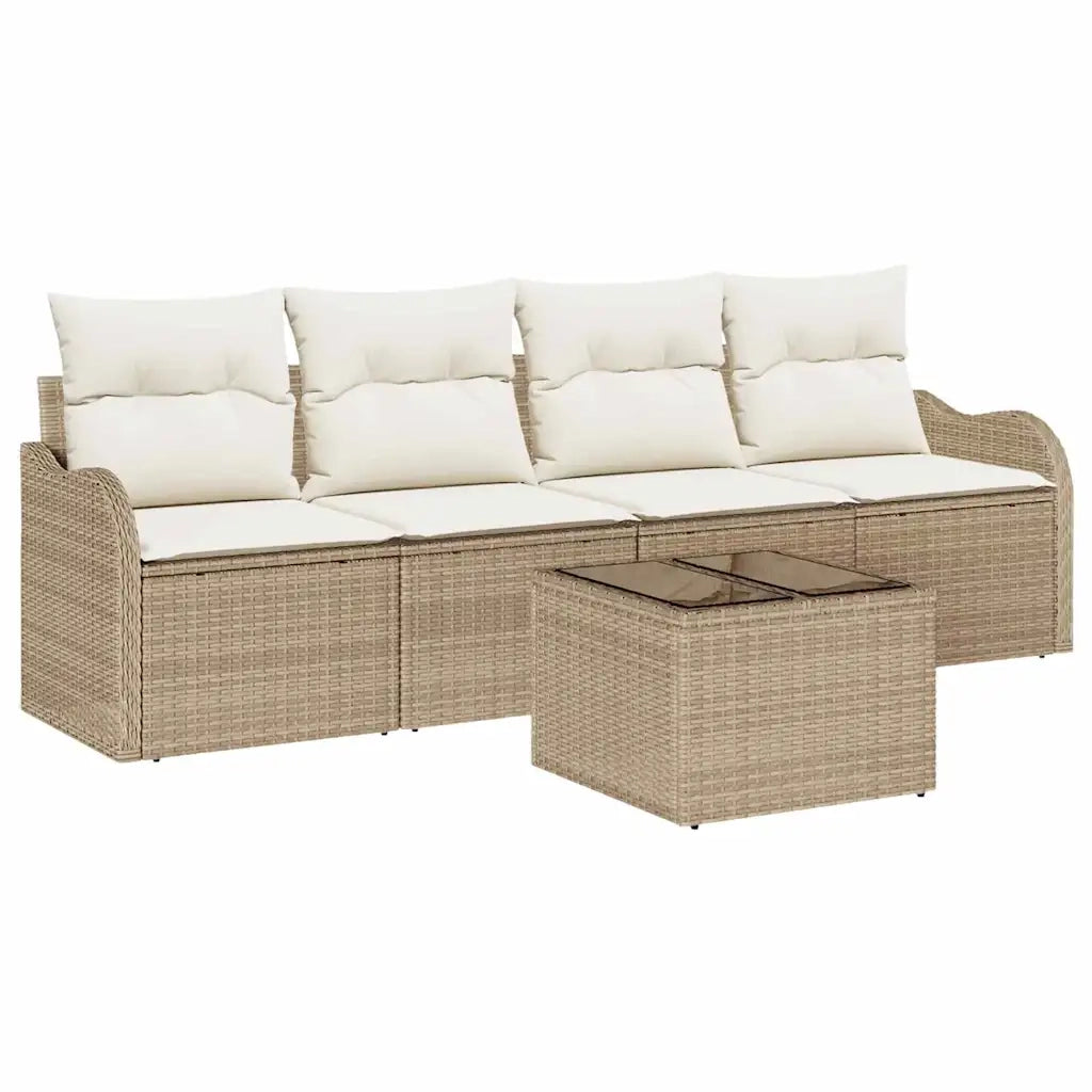 Set Divano da Giardino Beige polyrattan