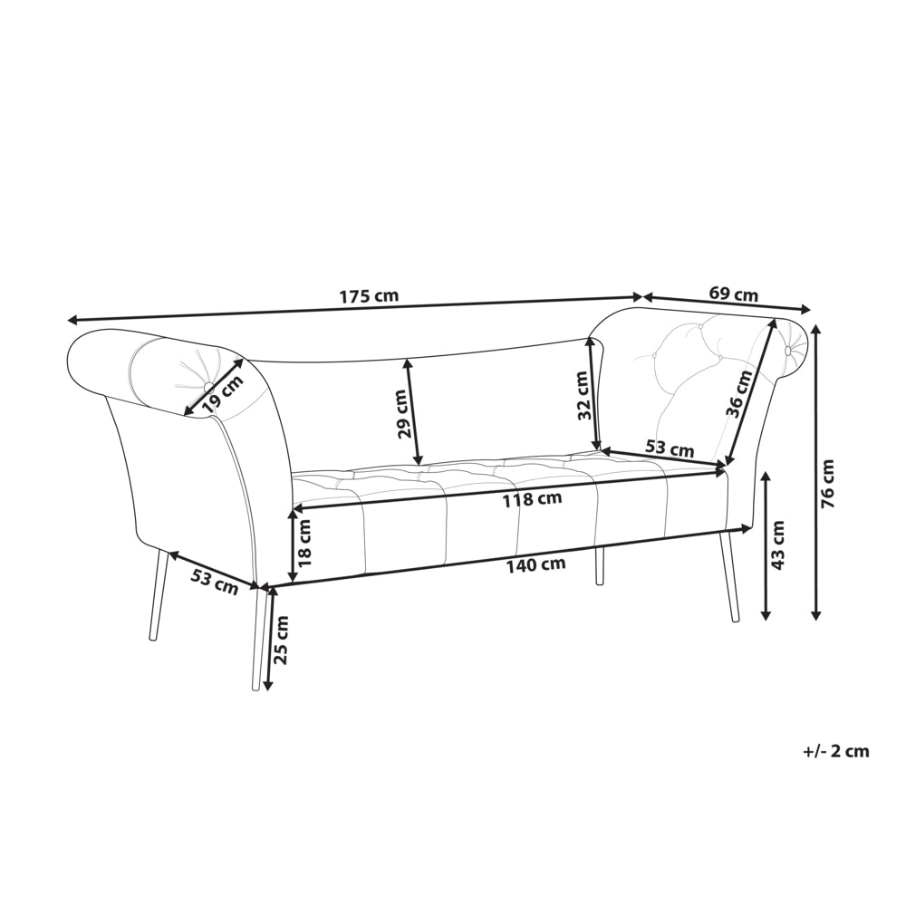Chaise Longue in tessuto marrone chiaro e Gambe con gambe in metallo dorato