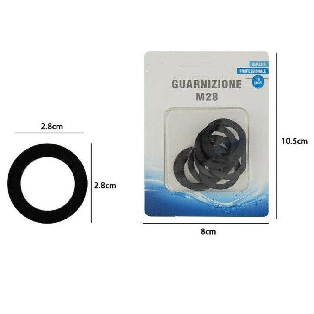 Trade Shop - Confezione 10 Pezzi Guarnizioni M28 Nere Per Aeratori Rubinetto Idraulica 69383 -