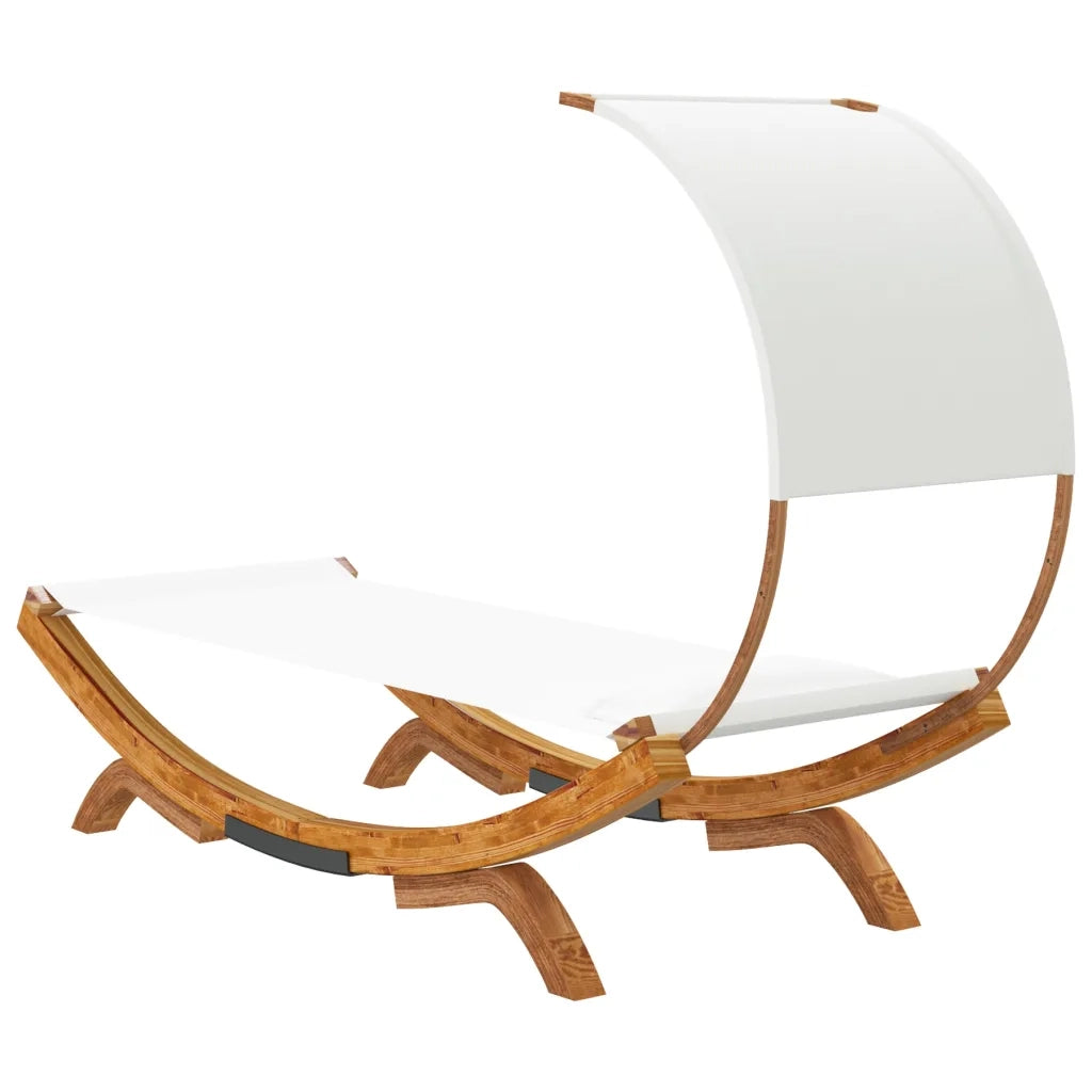 Lettino con Tettuccio 100x200x126 cm in Legno Curvato Crema 313945