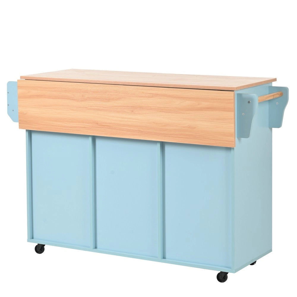 Carrello da Pranzo/Credenza con Piano Pieghevole in Legno Massello ¨C Xylo ¨C Blu, 139x46x91,5 cm