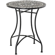 Tavolino da Giardino Ø60x71 cm in Metallo con Mosaico Nero