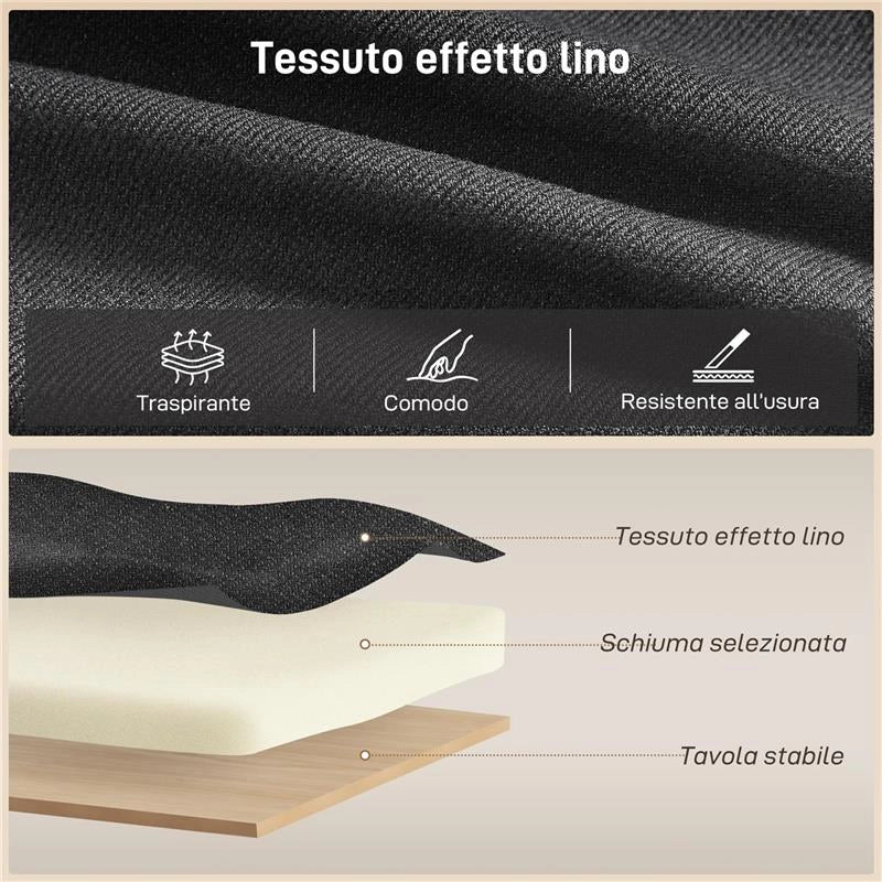 DIVANO LETTO ANGOLARE EFFETTO LINO CON VANO PORTAOGGETTI A SCOMPARSA, 192X148X86 CM, GRIGIO ANTRACITE
