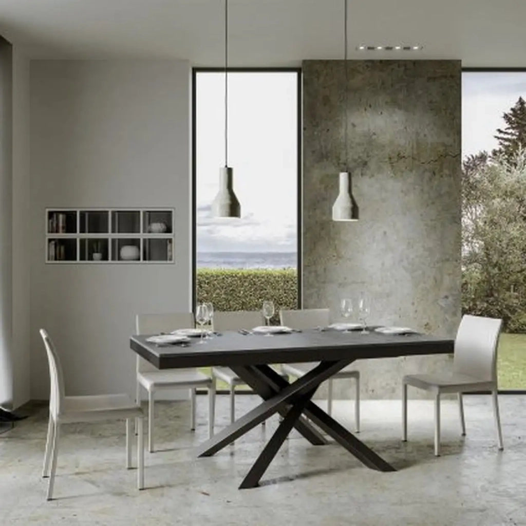 Tavolo allungabile 180/284x90 cm Volantis Evolution colore cemento telaio e gambe antracite