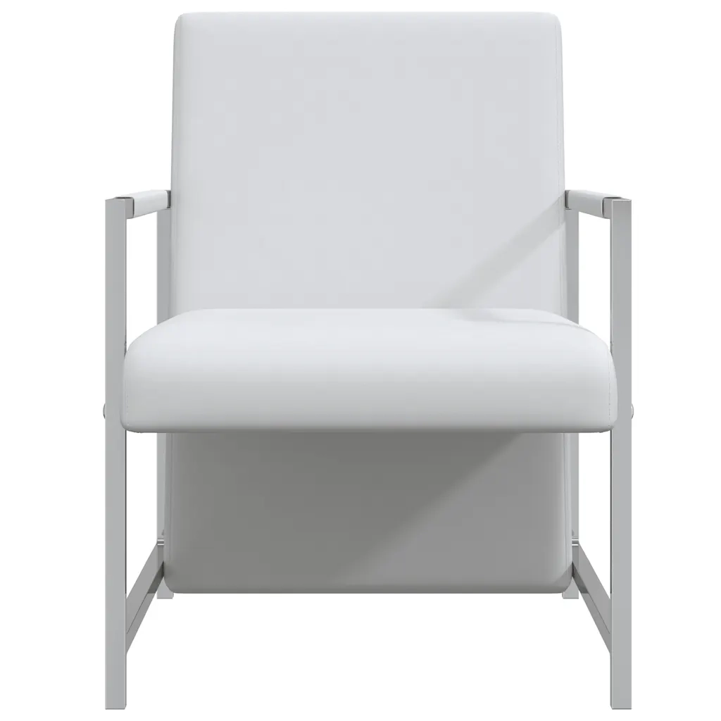 Poltrona con Gambe Cromate Bianca in Similpelle