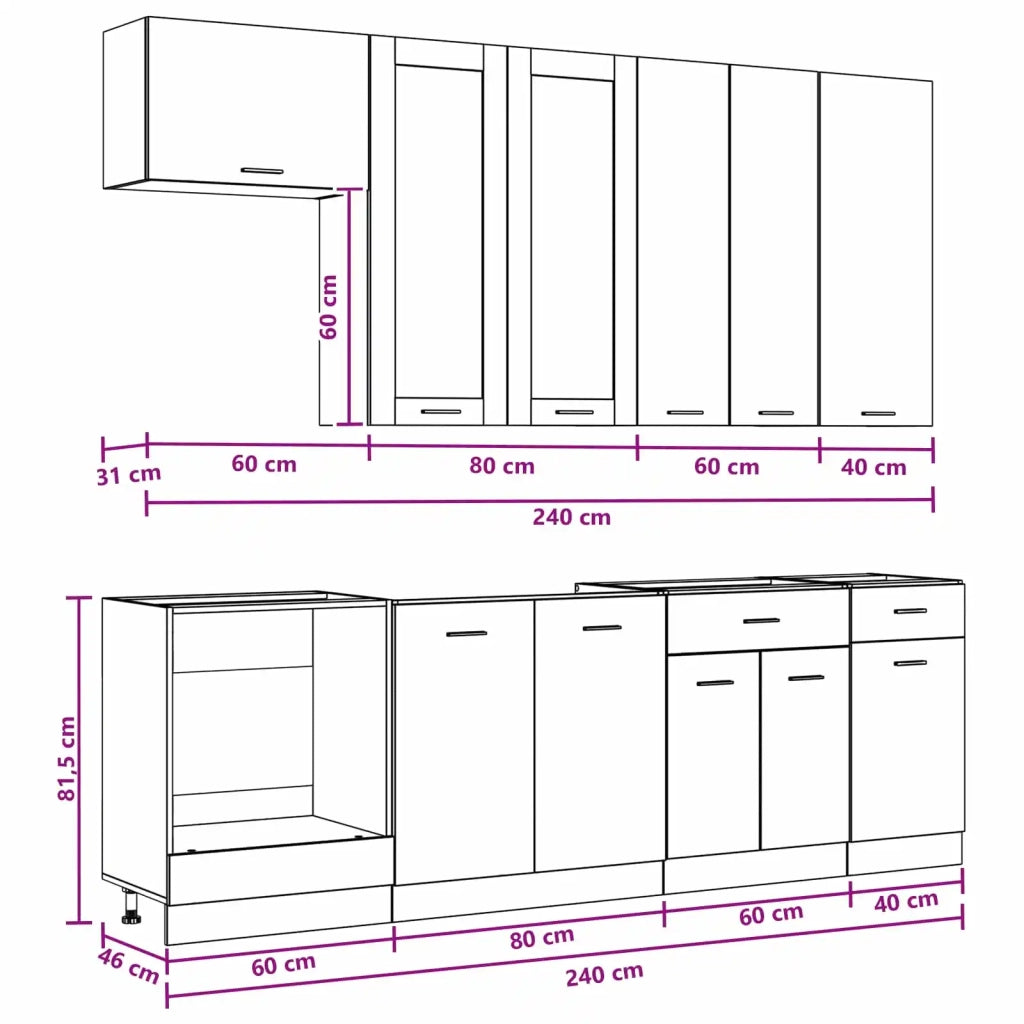 Unità Cucina LYON 8 pcs Rovere Sonoma Legno ingegnerizzato 3438213