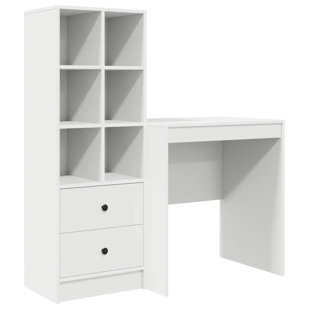 Scrivania con cassetto con lo scaffale 2 pcs Bianco 3337345