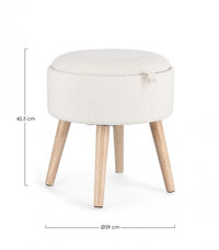 Sgabello Contenitore Ø 39x42,5 cm Zoya in Bouclè Bianco