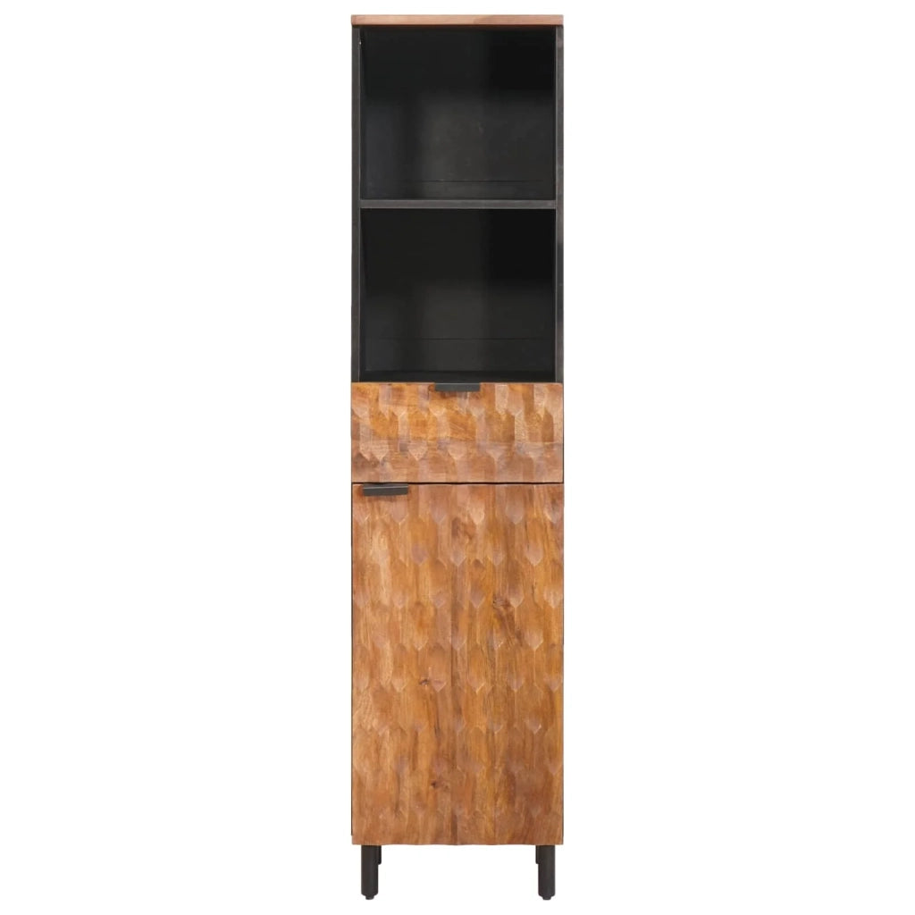 Mobiletto da bagno moderno con ripiano 38 x 33 x 160 cm pratico contenitore stile pulito legno di mango marrone 02_0057781
