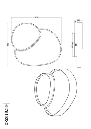Plafoniera LED forma organica, metallo, nero, L 77 cm, Rise