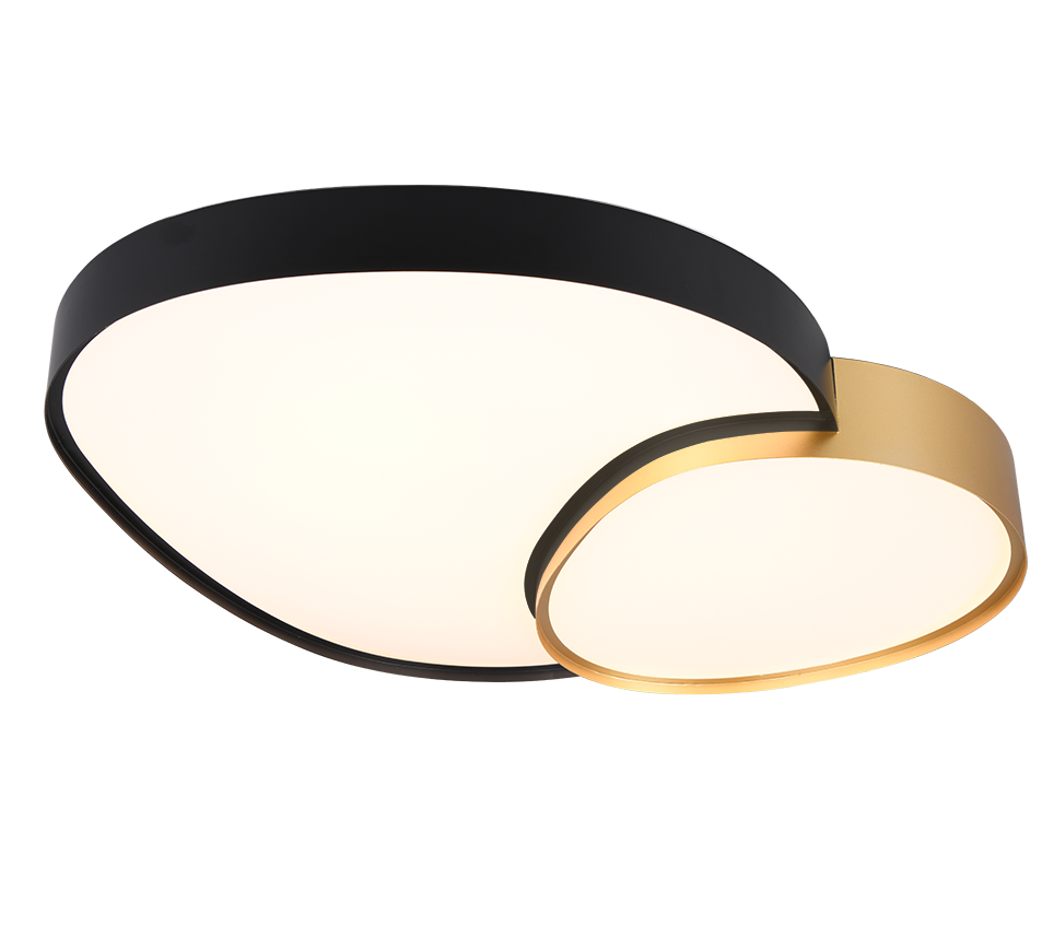 Plafoniera LED forma organica, metallo, nero e oro, L 77 cm, Rise