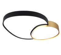 Plafoniera LED forma organica, metallo, nero e oro, L 77 cm, Rise