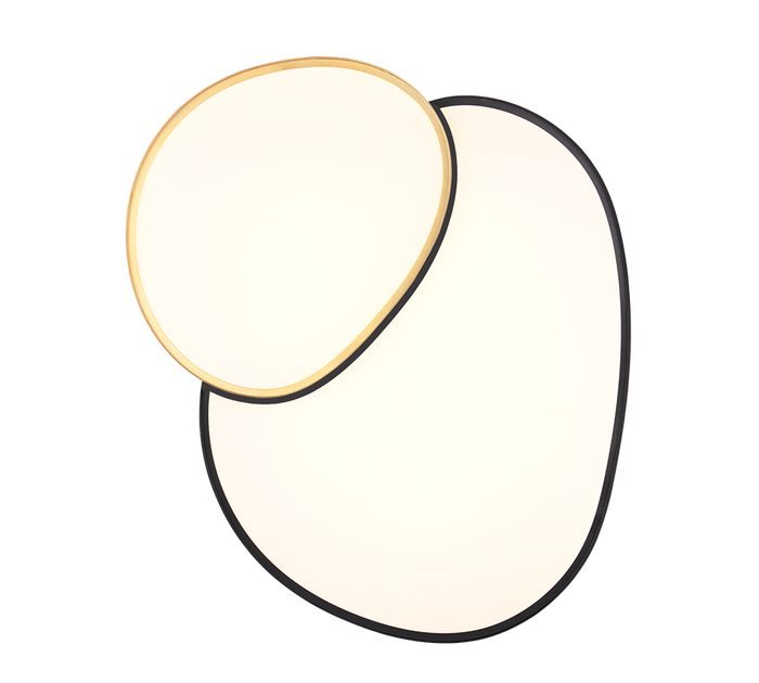 Plafoniera LED forma organica, metallo, nero e oro, L 77 cm, Rise