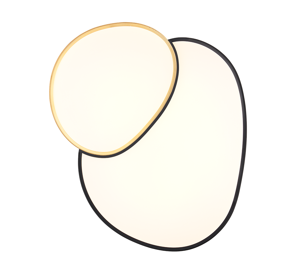 Plafoniera LED forma organica, metallo, nero e oro, L 77 cm, Rise