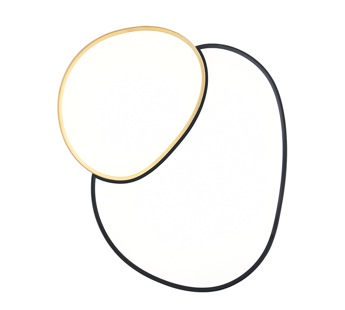 Plafoniera LED forma organica, metallo, nero e oro, L 77 cm, Rise