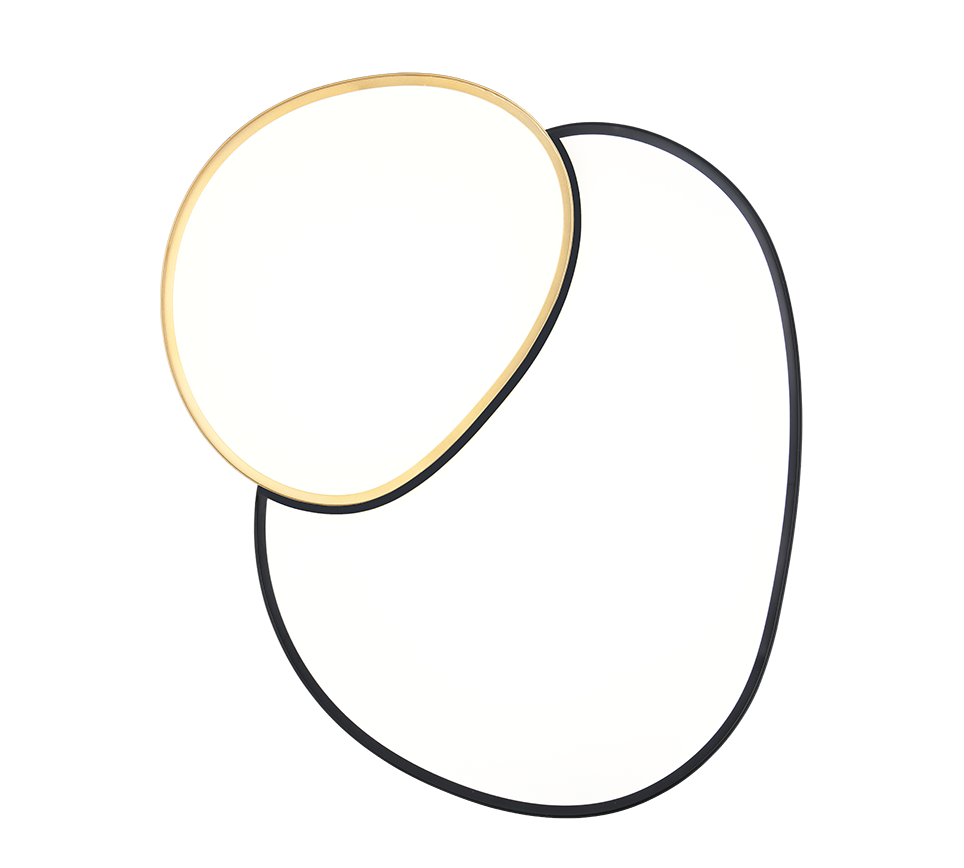 Plafoniera LED forma organica, metallo, nero e oro, L 77 cm, Rise