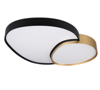 Plafoniera LED forma organica, metallo, nero e oro, L 77 cm, Rise