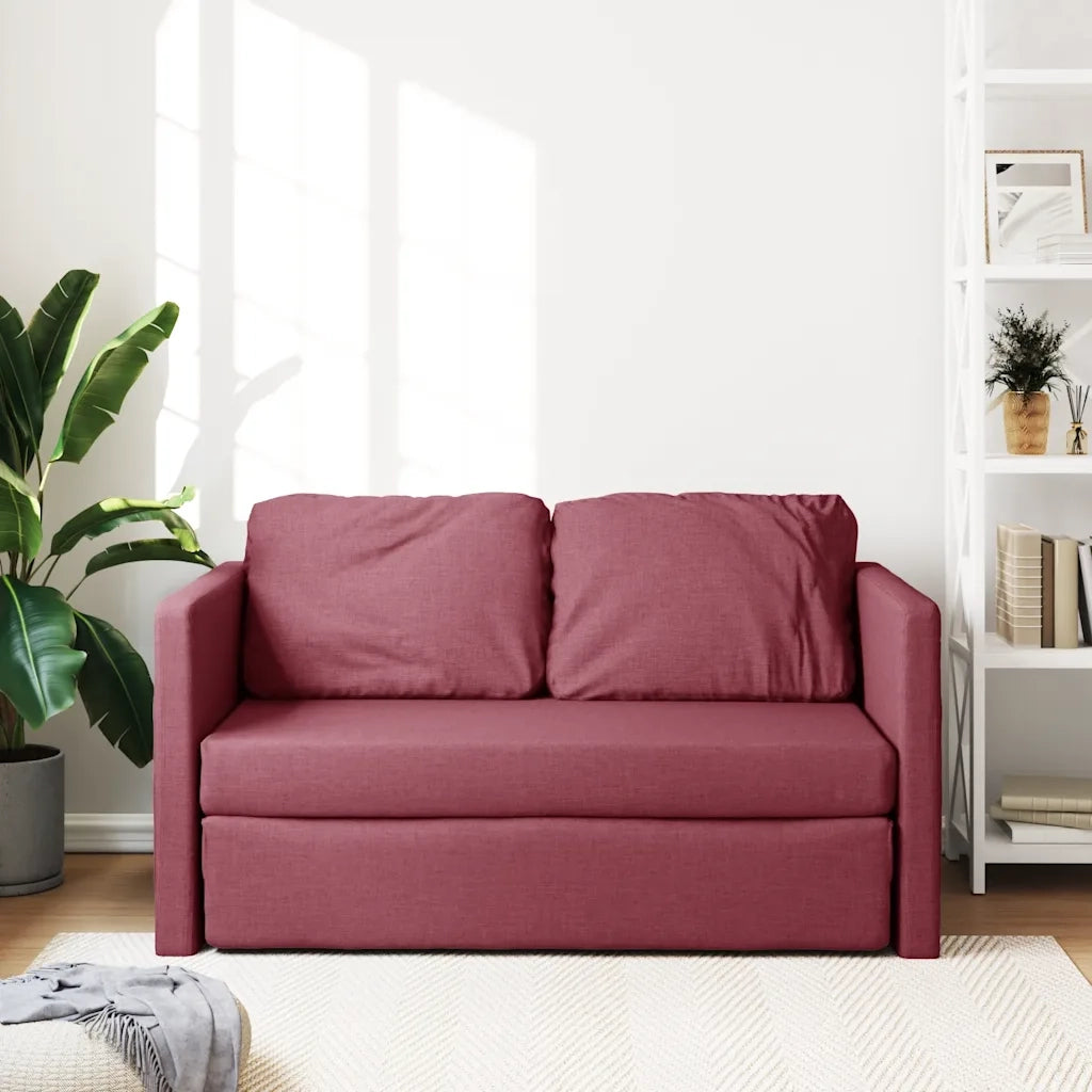 Divano Letto da Terra 2 in 1-Sofa Letto-Daybed Rosso Vino 112x174x55cm Tessuto