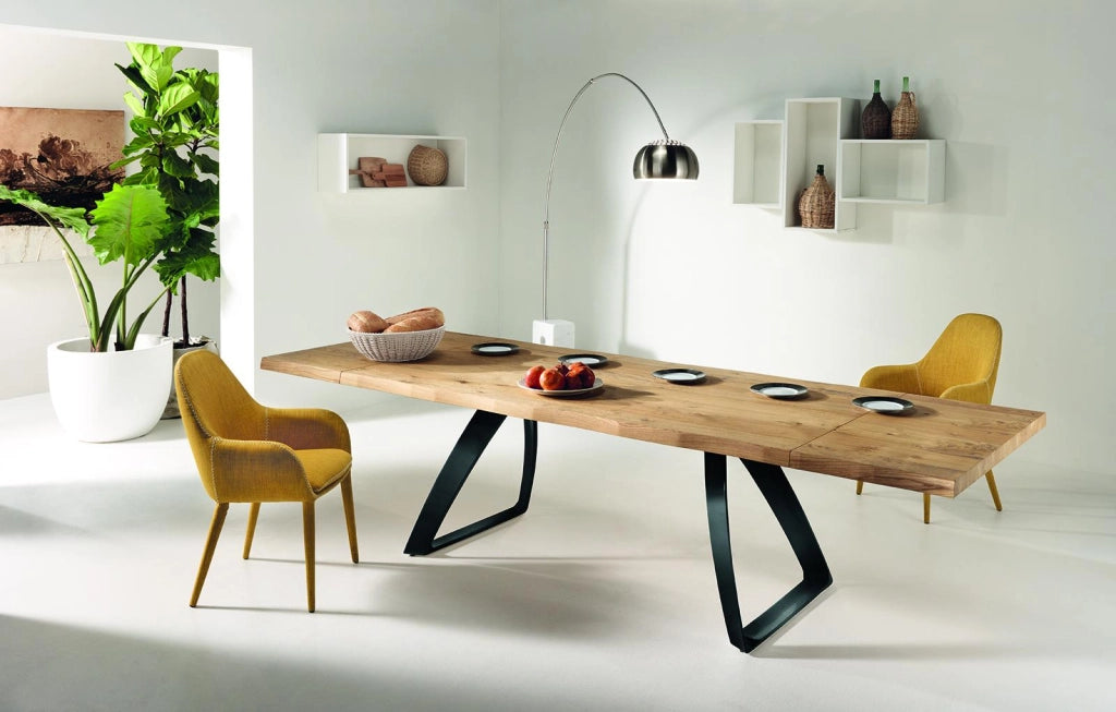 Tavolo Allungabile 200/300x100x76 cm Gambe in Metallo Bridge Naturale
