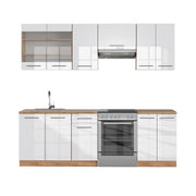 Cucina componibile Fame-Line Bianco lucido/Rovere dorato 240 cm, PL Rovere Vicco