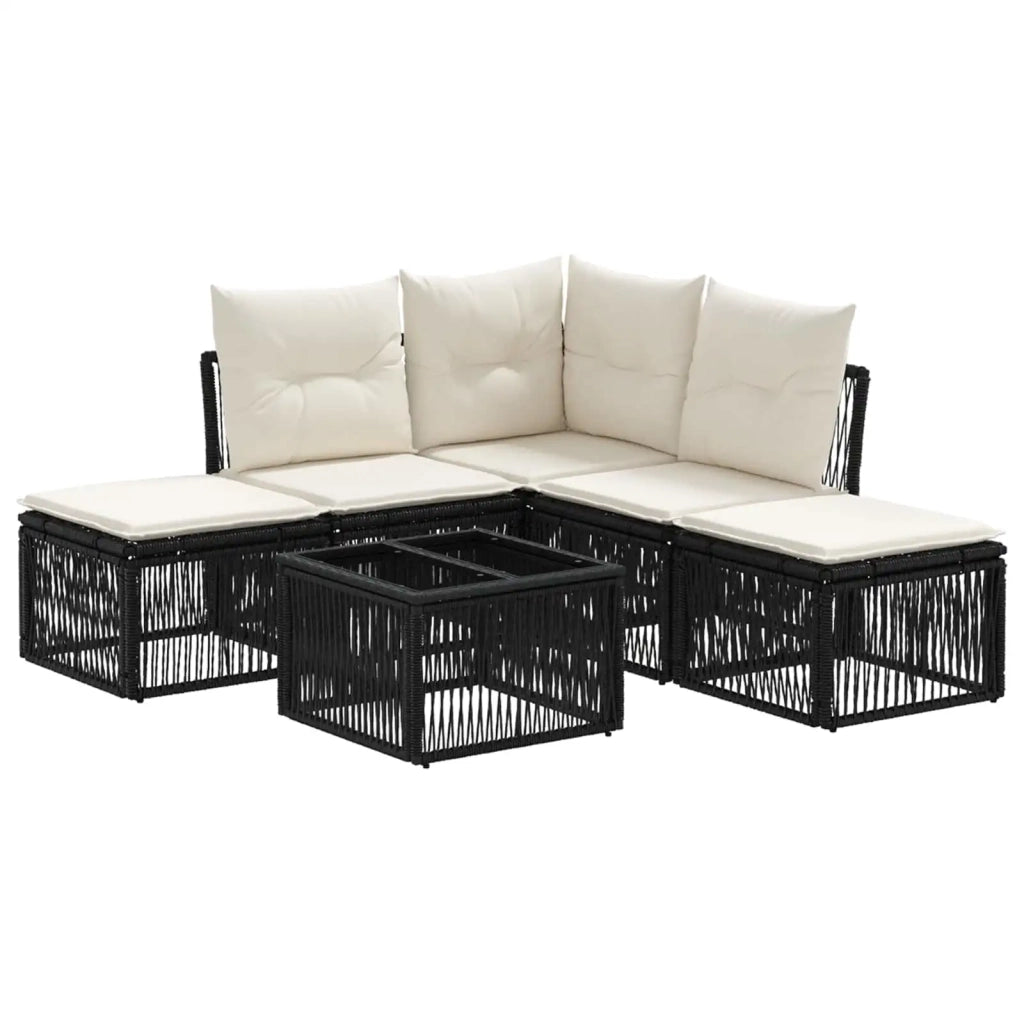 Set Divano da Giardino 6 pcs Nero polyrattan 3434227