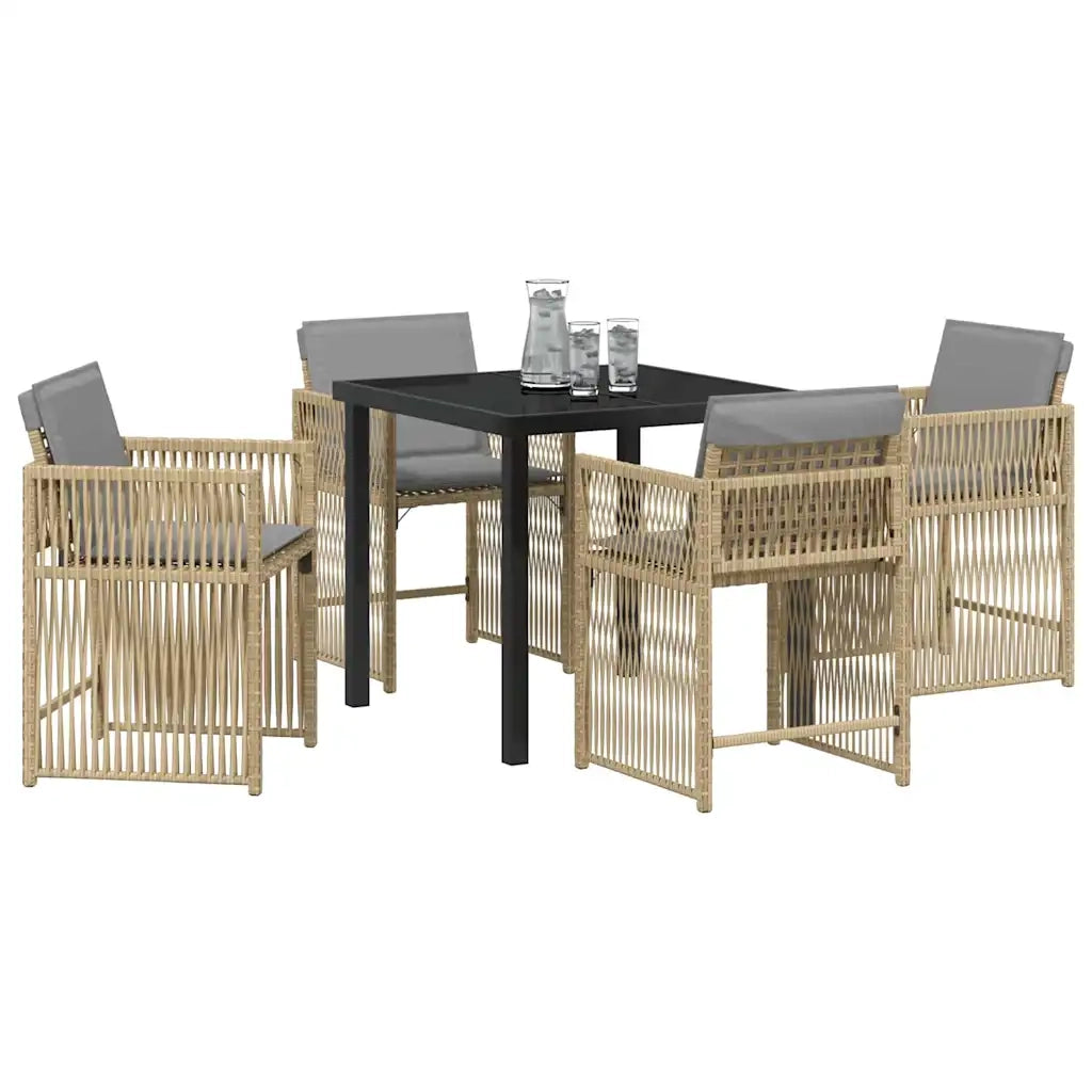 Set da Pranzo per Giardino 5 pcs Beige polyrattan 3380793