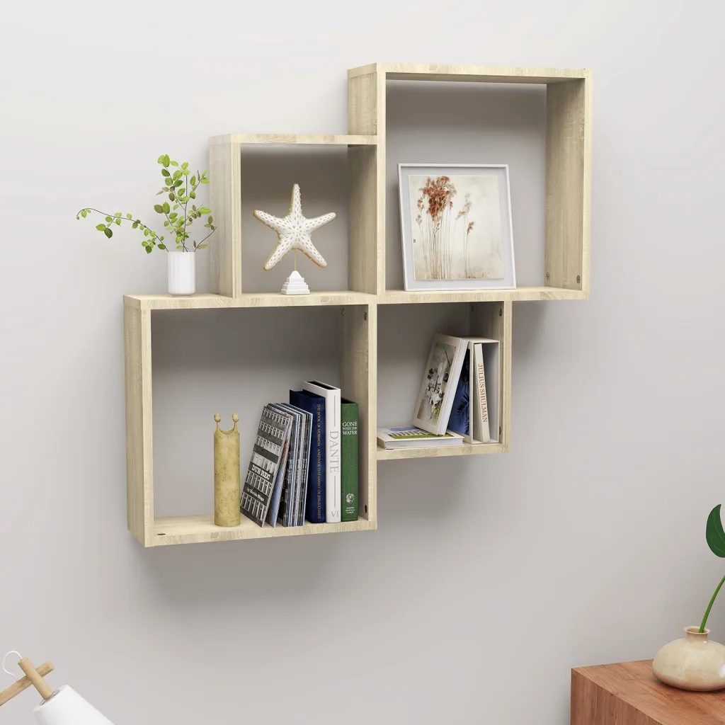 Mensola Muro Cubo Rovere Sonoma 80x15x78,5cm Legno Multistrato 807262