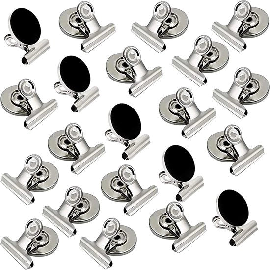 20 pezzi di magneti per frigorifero, clip magnetiche forti, clip magnetiche durature, magneti per lavagne bianche, paperclip magnetici, adatti per casa, scuola, ufficio, istruzione, cassetti (argento)