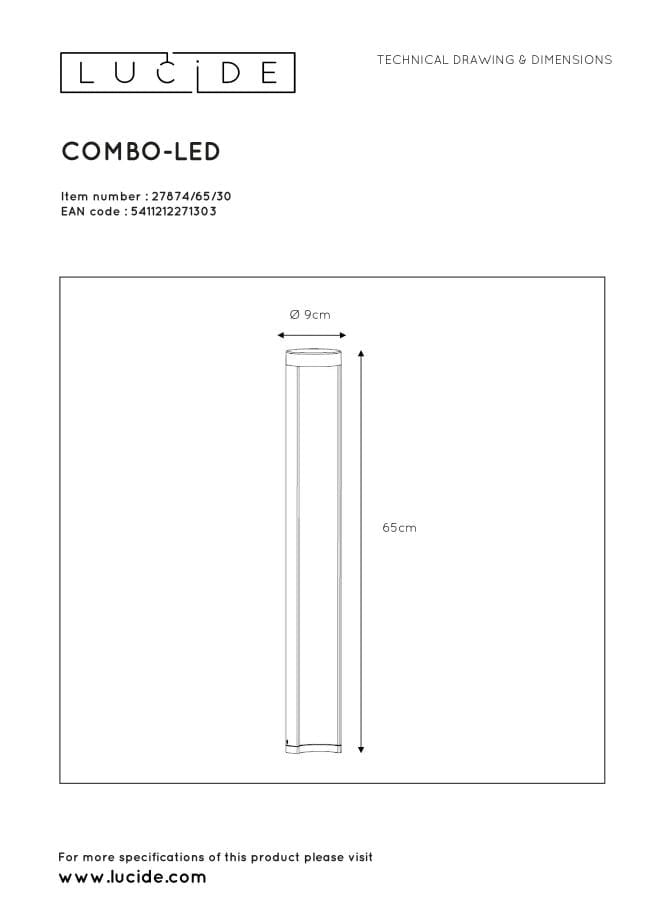 Lampada esterna a paletto Lucide Combo LED 7W 3000K