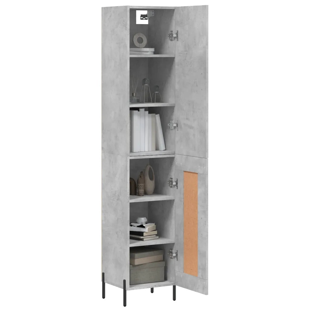 vidaXL Credenza Grigio Cemento 34,5x34x180 cm in Legno Multistrato