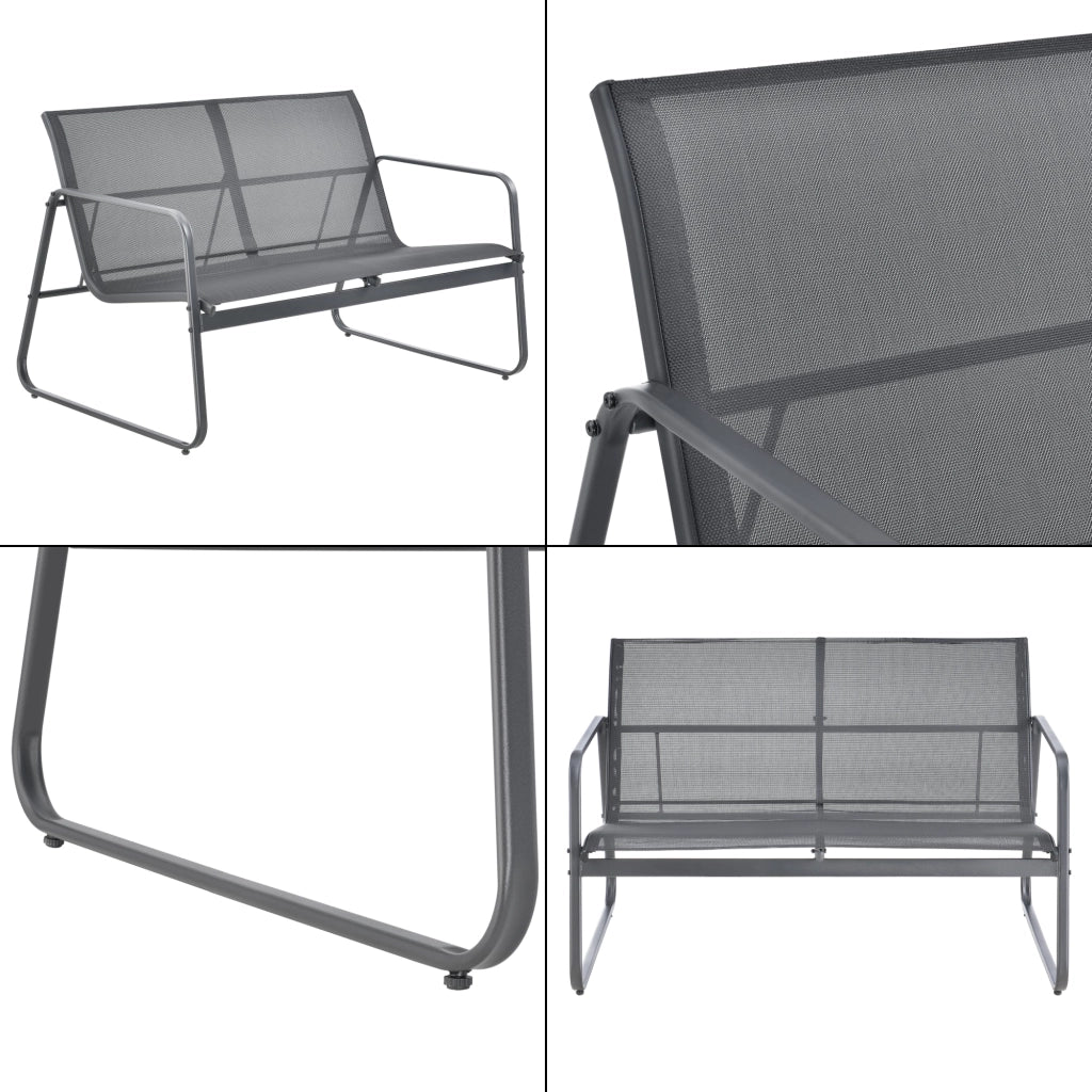 Set di mobili da giardino da 4 pezzi in PVC e acciaio nero e grigio scuro 03_0008241