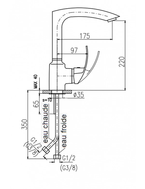 Miscelatore lavello girevole ZAMBEZE in metallo spazzolato ottone grigio