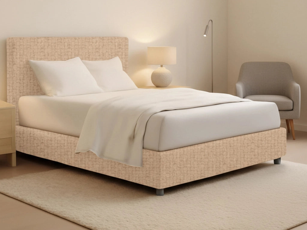 Widnes, Letto Matrimoniale Sfoderabile Made in Italy, Beige