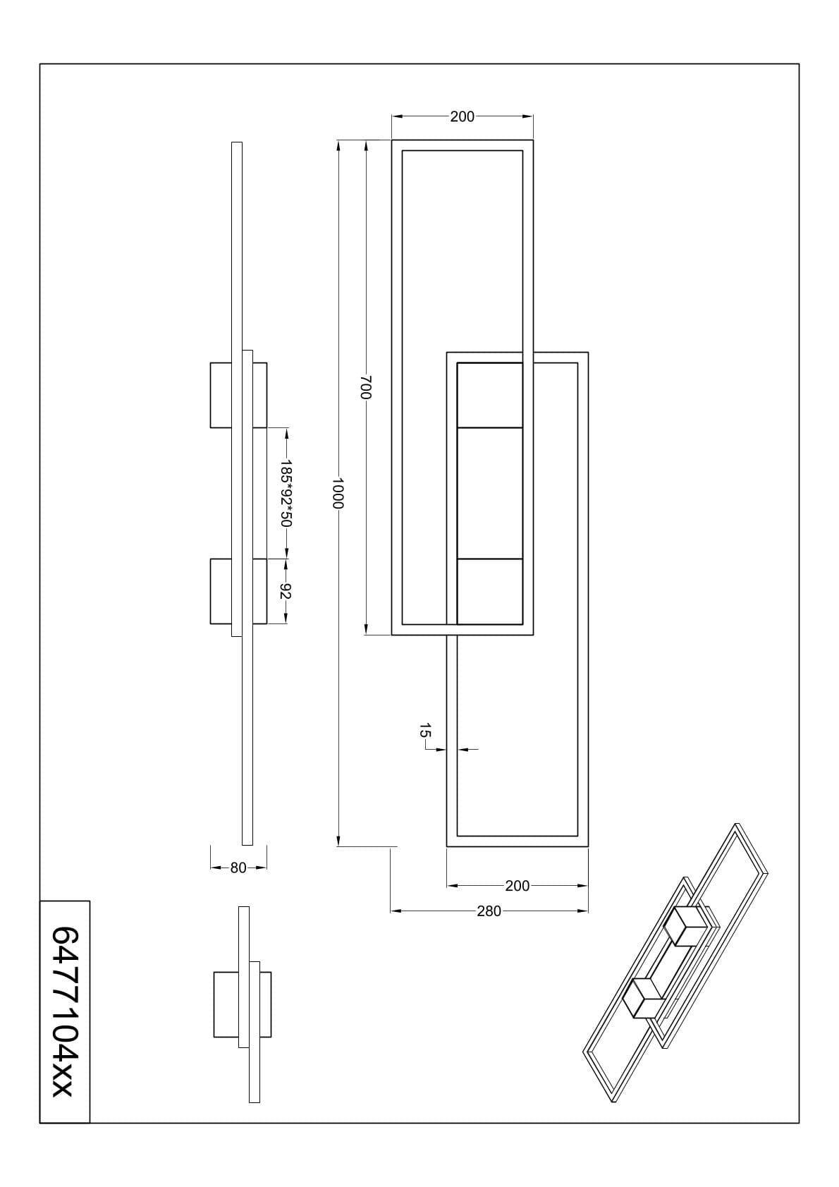 Plafoniera LED, metallo, nero, L 100 cm, Albany