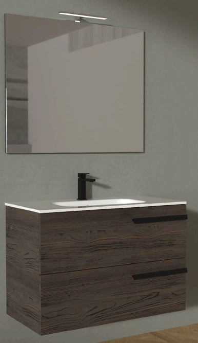 Composizione mobile bagno 90 cm modello LINEA Larice Termocotto