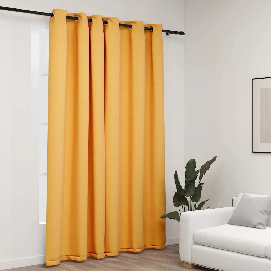 Tenda Oscurante Effetto Lino con Occhielli Gialla 290x245 cm cod mxl 67966
