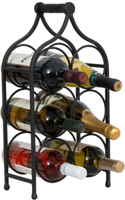Biscottini Porta bottiglie in ferro battuto finitura nera anticata Cantinetta Offerta
