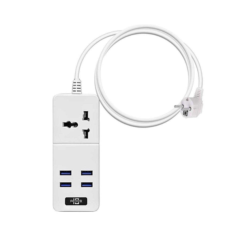 Presa multipla da 2500W con 4 porte USB DC 5V e presa universale Bianco Bianco Avizar
