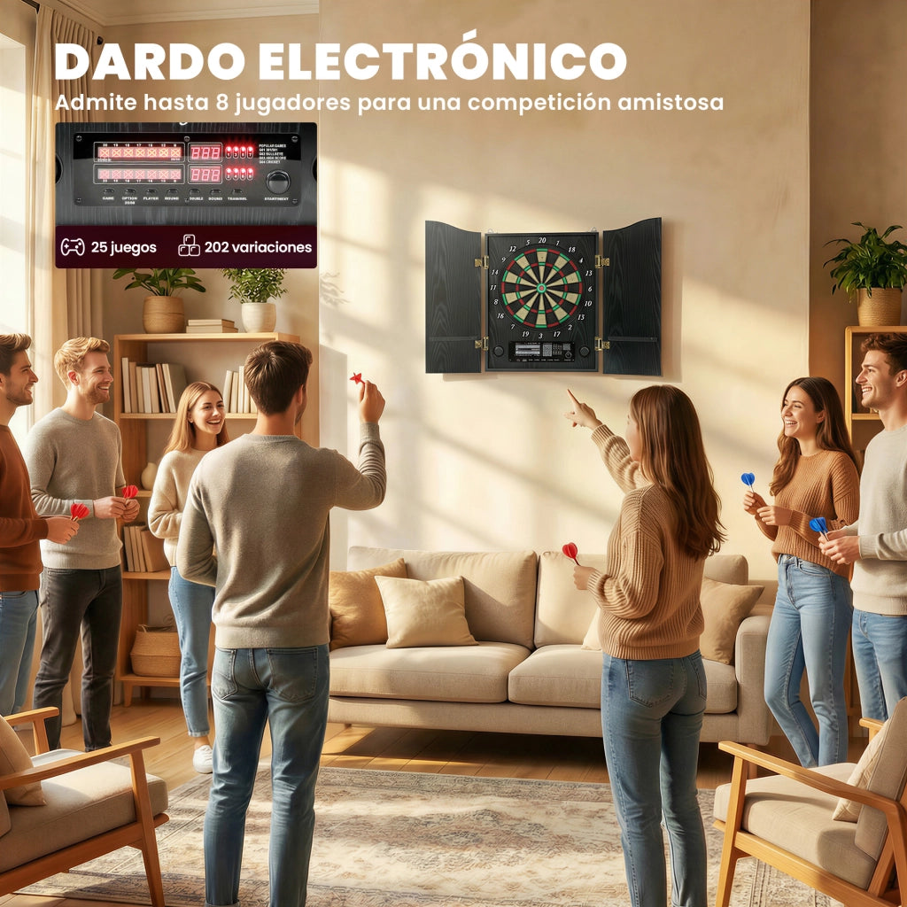 Bersaglio elettronico con freccette ¨C Zephmum ¨C 6 dardi punta morbida, 2 LED, 202 variazioni