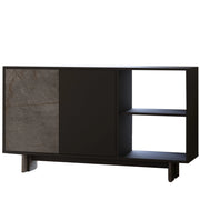 Credenza in legno "Ravello" - 140 x 35 x 80 cm - Grigio antracite marmorizzato