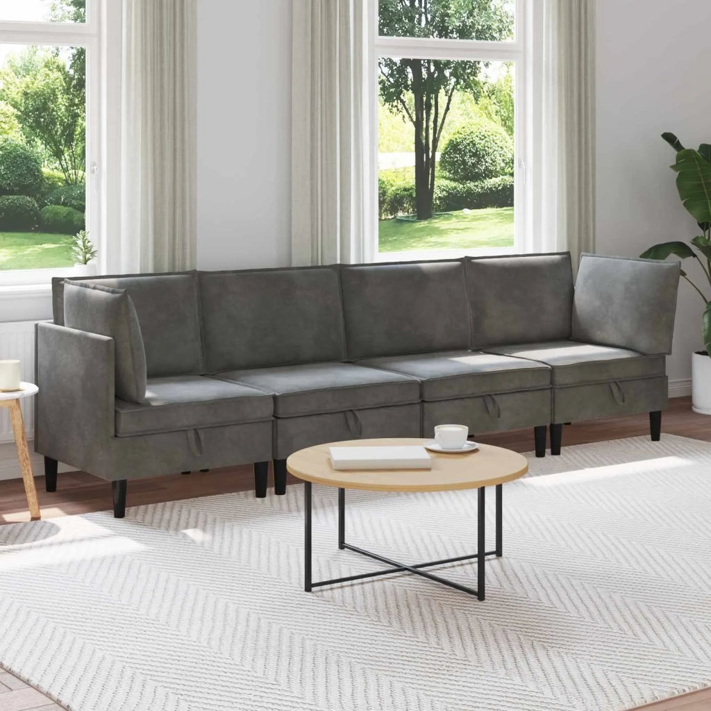 Set di mobili per il soggiorno 4 pcs Grigio Scuro Velluto 3413734