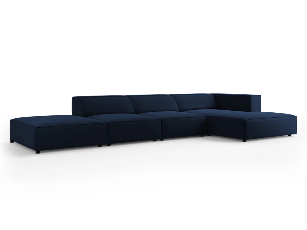 Cosmopolitan Design - Divano angolare destro "Arendal" 5 posti in velluto blu reale 